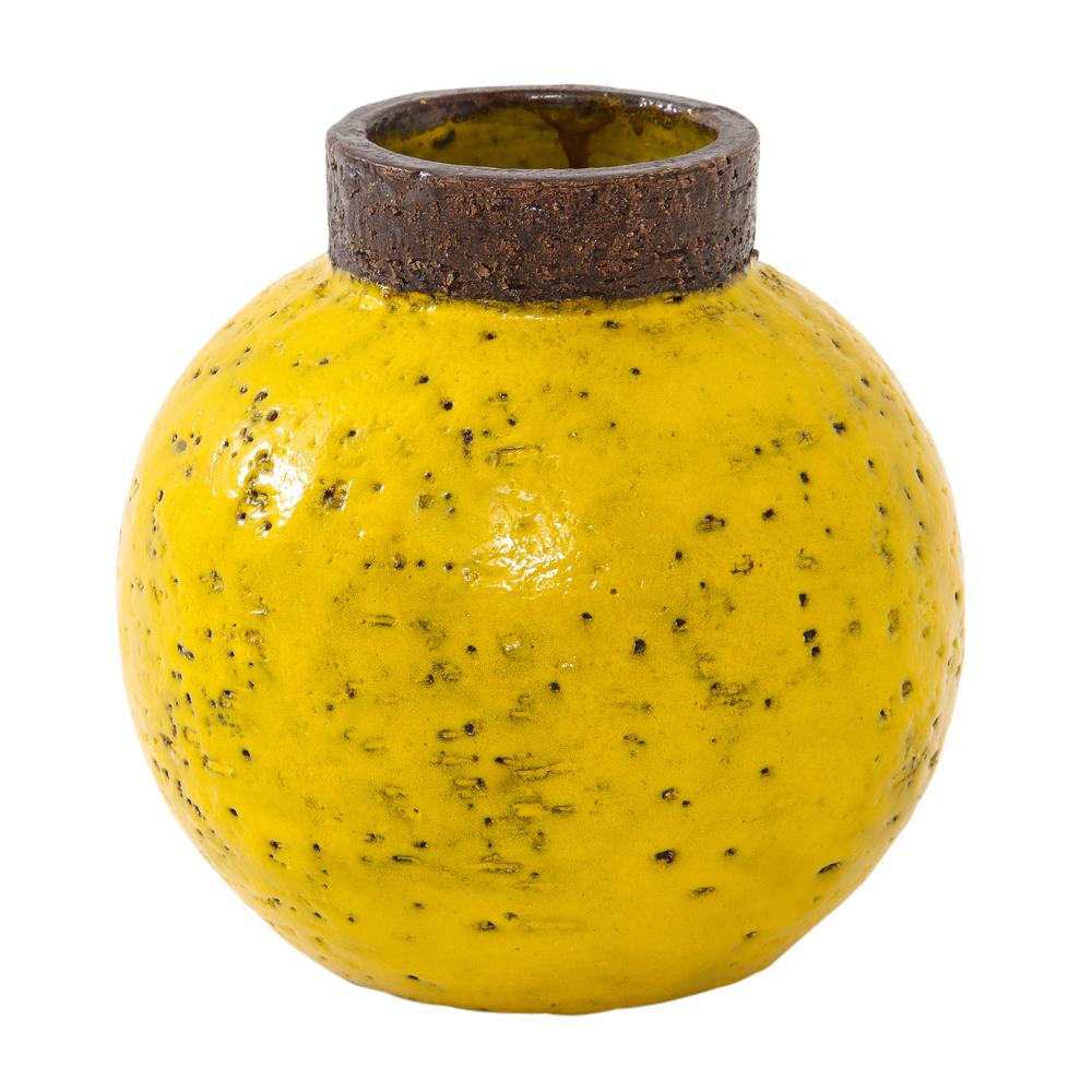 Bitossi Vase, Ceramic, Yellow and Brown, Signed In Good Condition In New York, NY