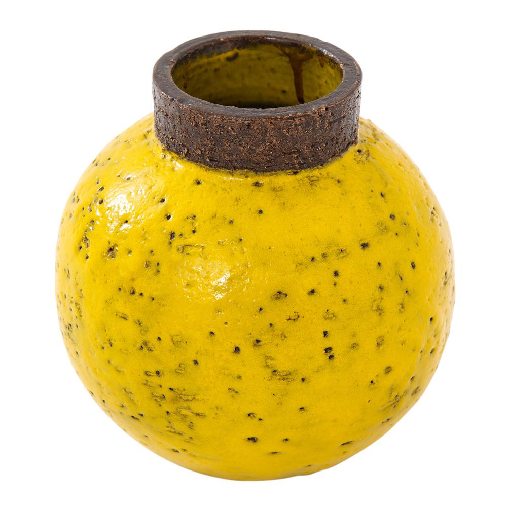 Bitossi Vase, Ceramic, Yellow and Brown, Signed 1