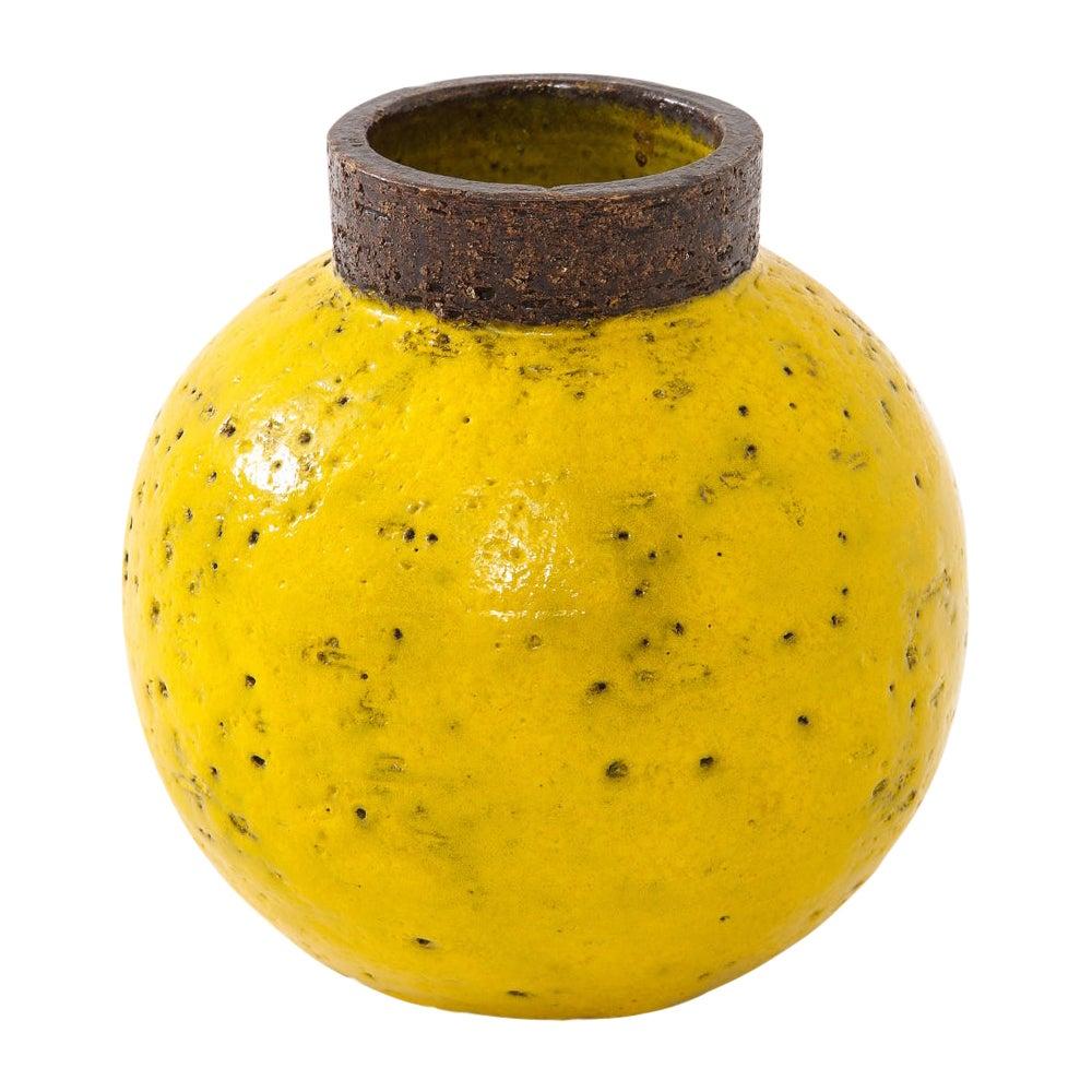 Bitossi Vase, Ceramic, Yellow and Brown, Signed