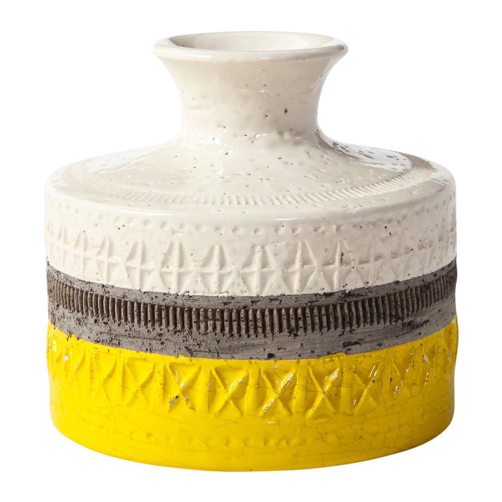 Bitossi Vase, Ceramic, Yellow and White, Geometric