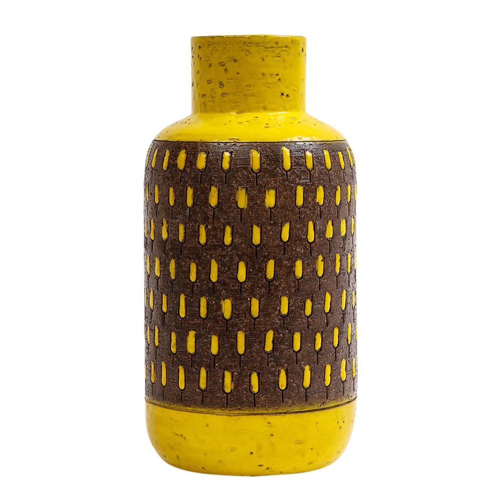 Bitossi Vase, Ceramic, Yellow, Brown, Signed In Good Condition For Sale In New York, NY