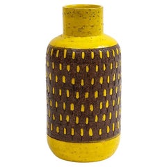 Bitossi Vase, Ceramic, Yellow, Brown, Signed