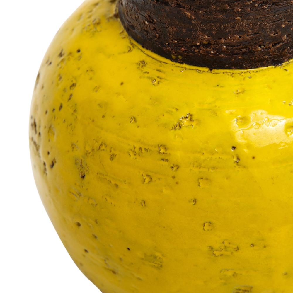 Bitossi Vase, Keramik, gelb, braun, kugelförmig, signiert im Angebot 3