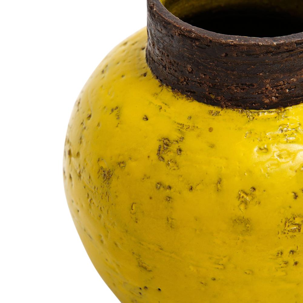 Bitossi Vase, Keramik, gelb, braun, kugelförmig, signiert im Angebot 5