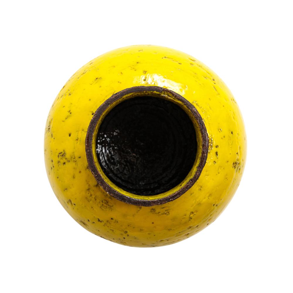 Bitossi Vase, Keramik, gelb, braun, kugelförmig, signiert im Angebot 2