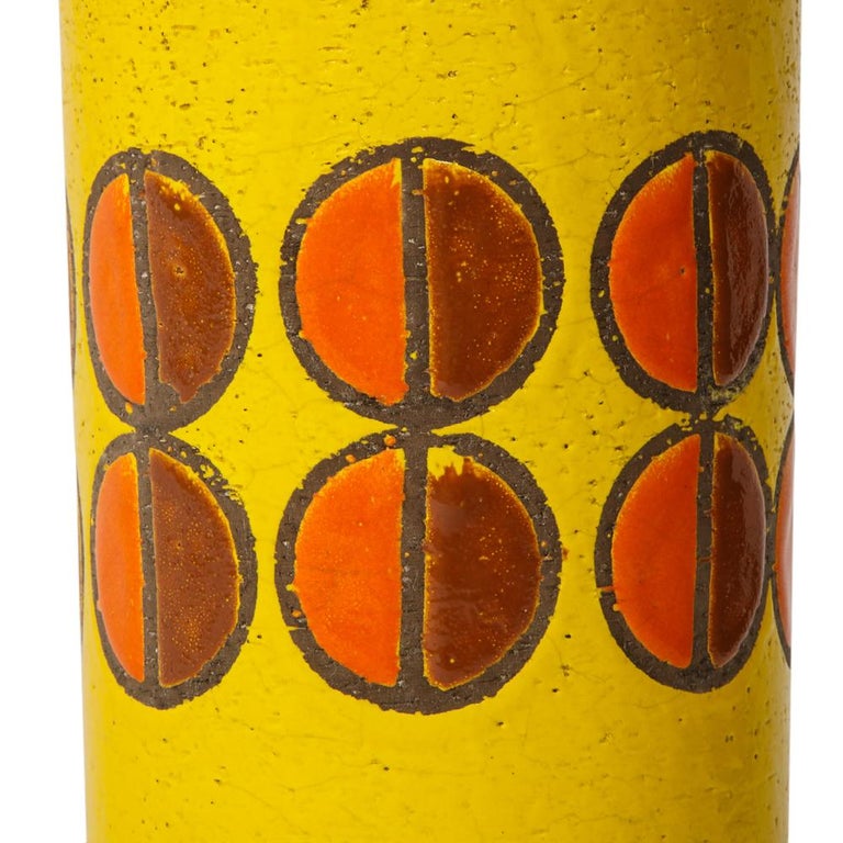 Bitossi for Rosenthal Netter Vase, Ceramic, Yellow, Orange, Discs, Signed For Sale 3