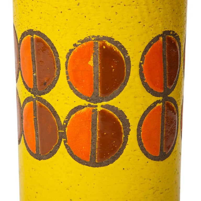 Bitossi for Rosenthal Netter Vase, Ceramic, Yellow, Orange, Discs, Signed For Sale 4
