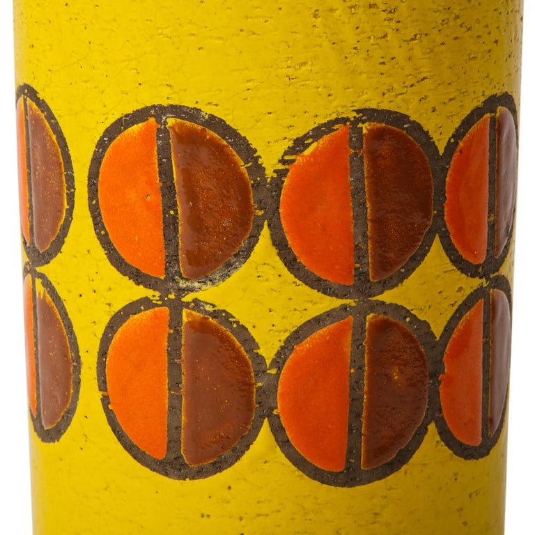 Bitossi for Rosenthal Netter Vase, Ceramic, Yellow, Orange, Discs, Signed For Sale 1