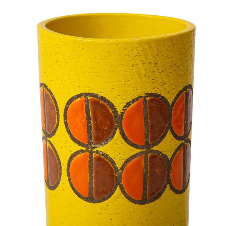 Bitossi for Rosenthal Netter Vase, Ceramic, Yellow, Orange, Discs, Signed For Sale 2