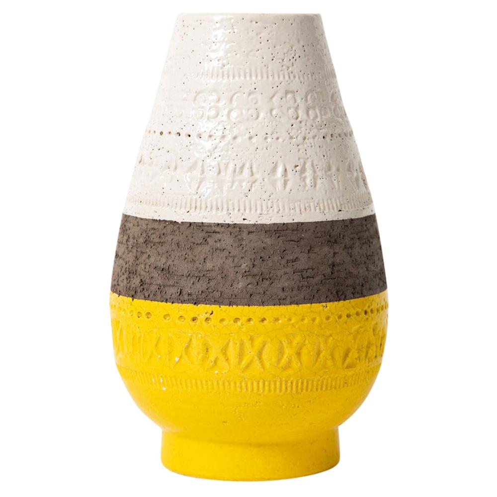 Bitossi Vase, Ceramic, Yellow, White, Brown, Geometric