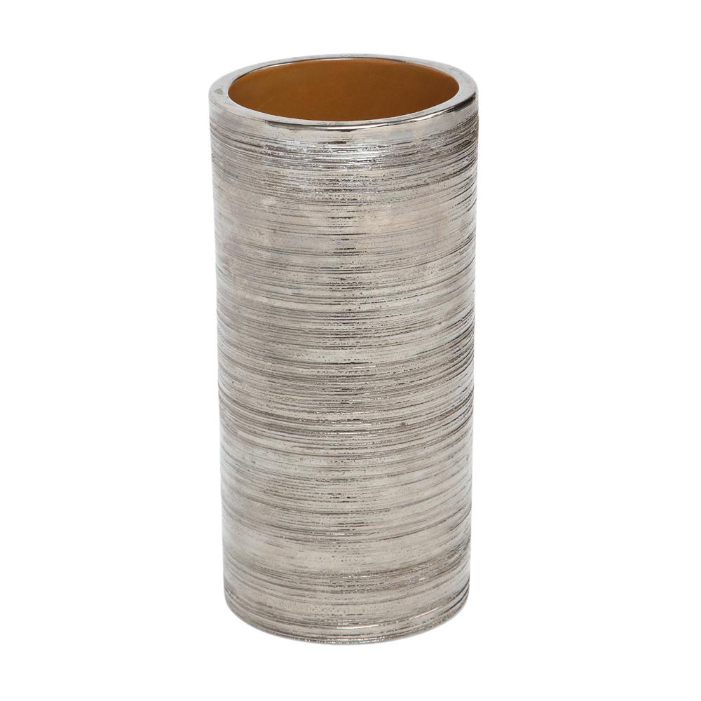 brushed silver ceramic vase