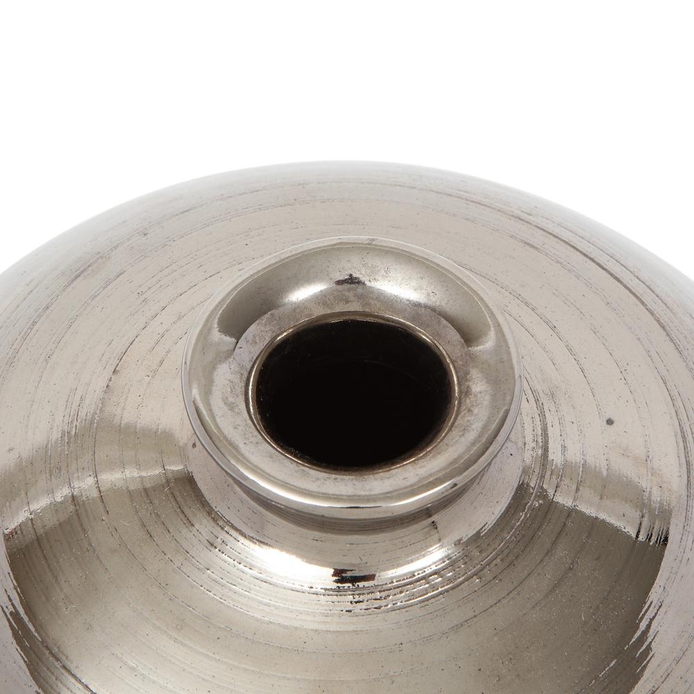 Bitossi Ball Vase, Ceramic, Brushed Metallic Silver Chrome  For Sale 5