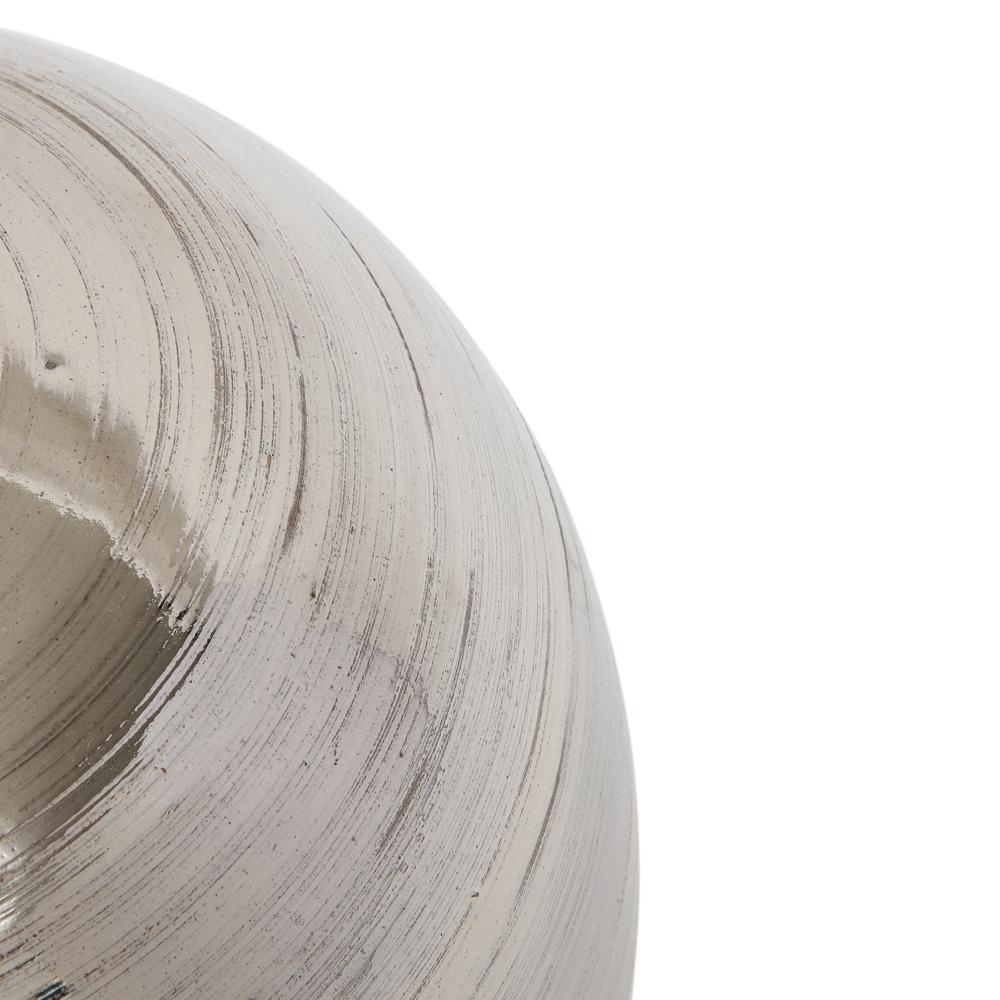 Bitossi Ball Vase, Ceramic, Brushed Metallic Silver Chrome  For Sale 8