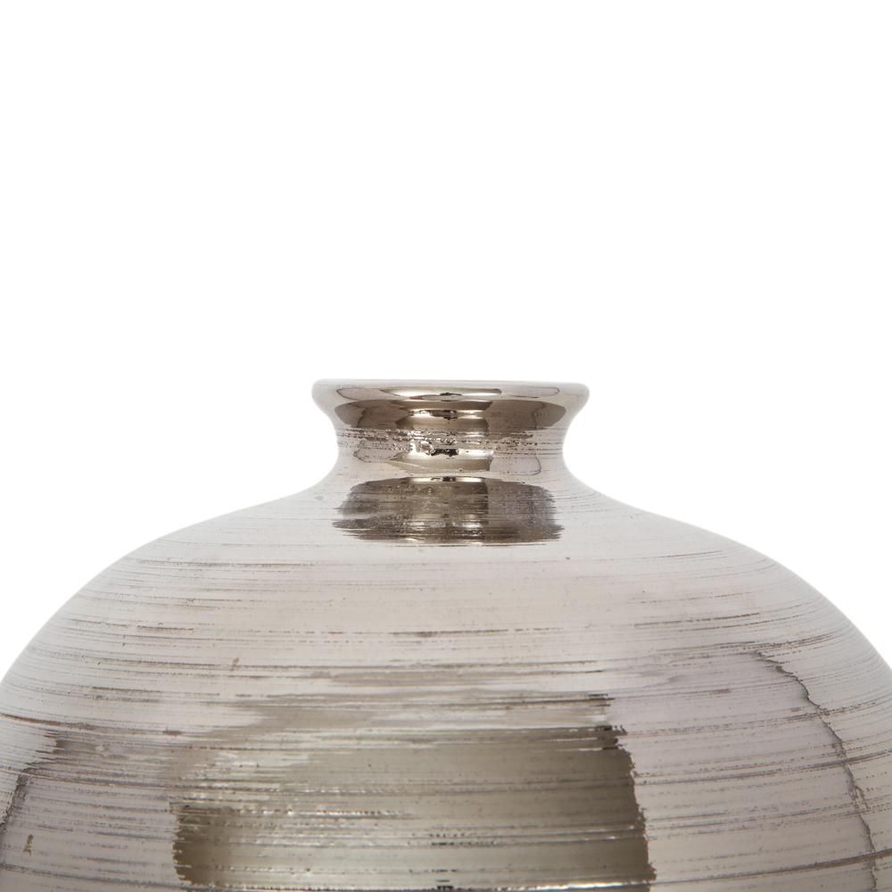 Bitossi Ball Vase, Ceramic, Brushed Metallic Silver Chrome  For Sale 2