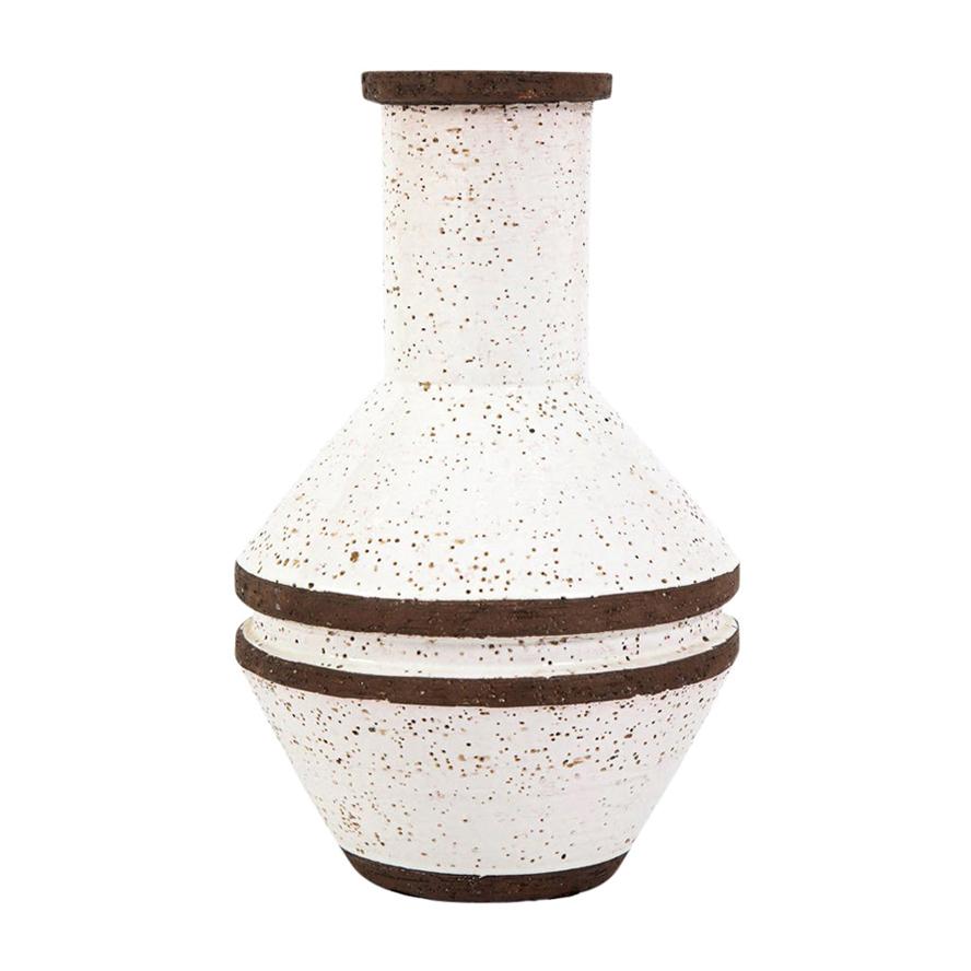 Bitossi Vase, White and Brown, Signed