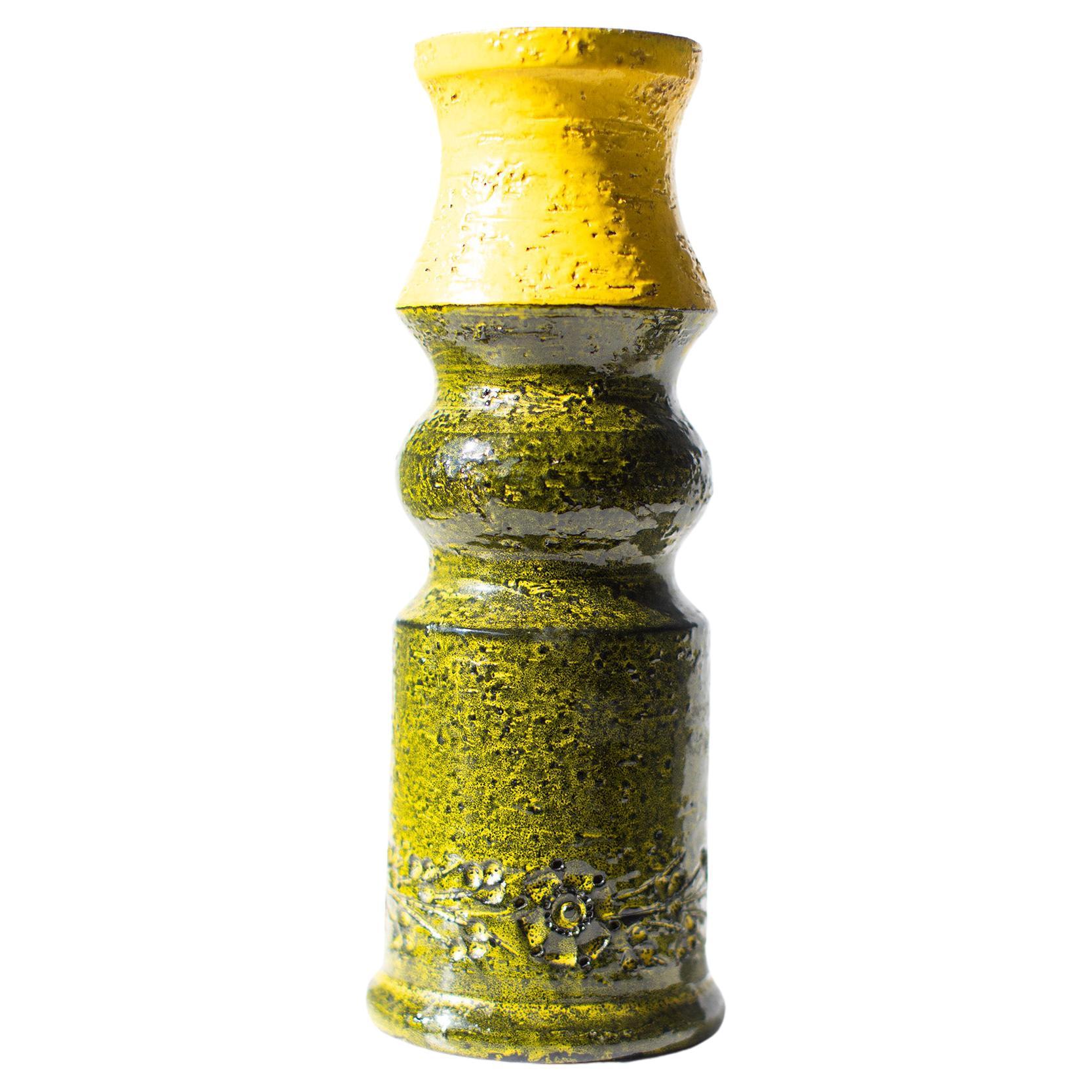 Bitossi Vase Yellow and Green for Rosenthal Netter For Sale