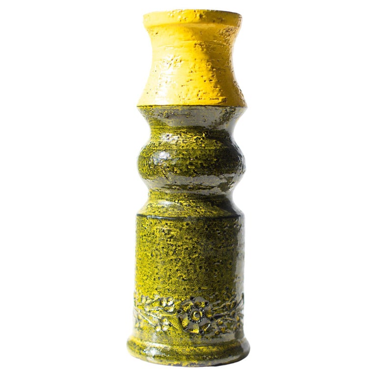 Bitossi Vase Yellow and Green for Rosenthal Netter For Sale