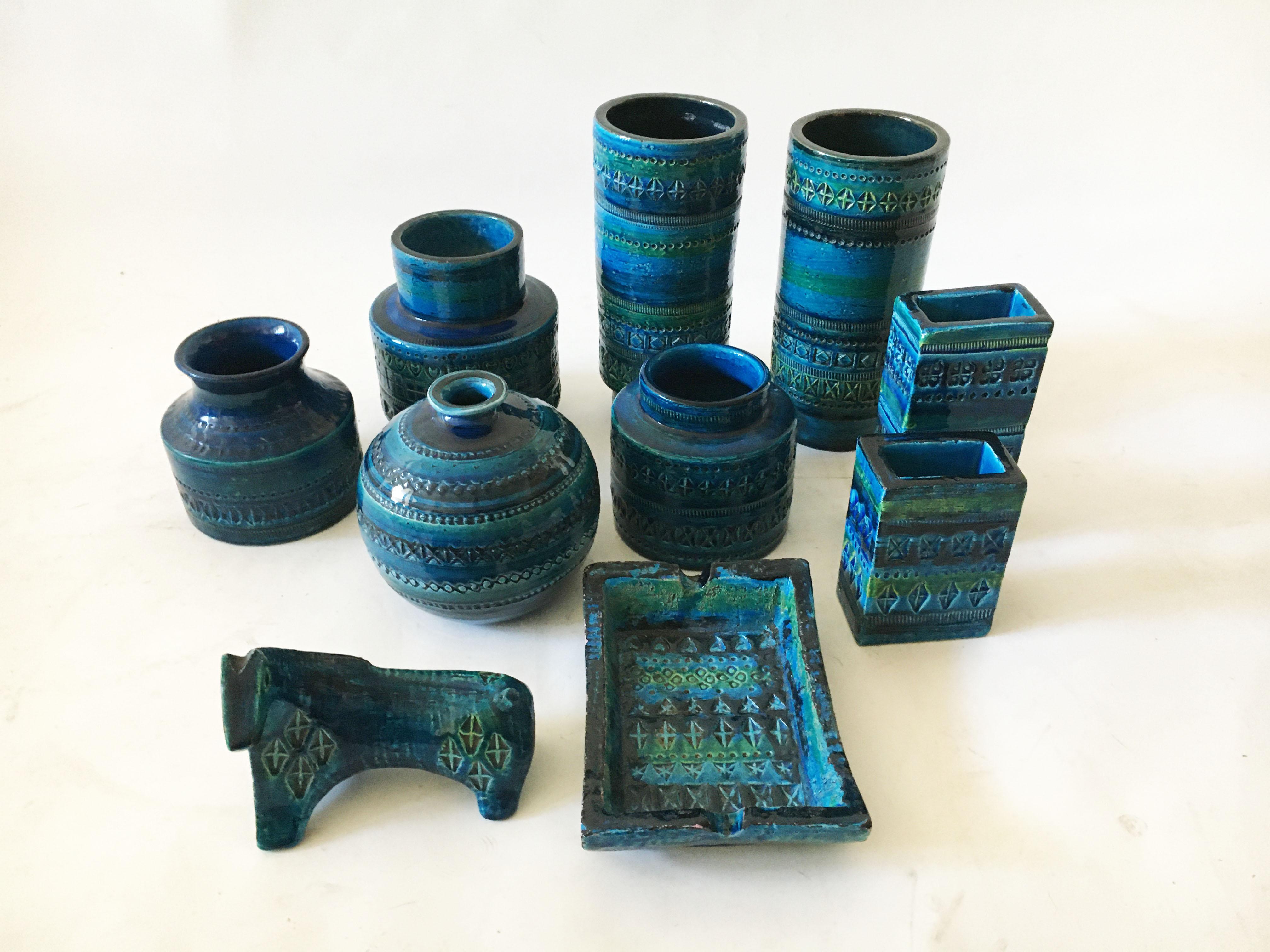 Mid-20th Century Bitossi Vintage Vase Collection 'Rimini' Set of Ten, Italy, 1960s