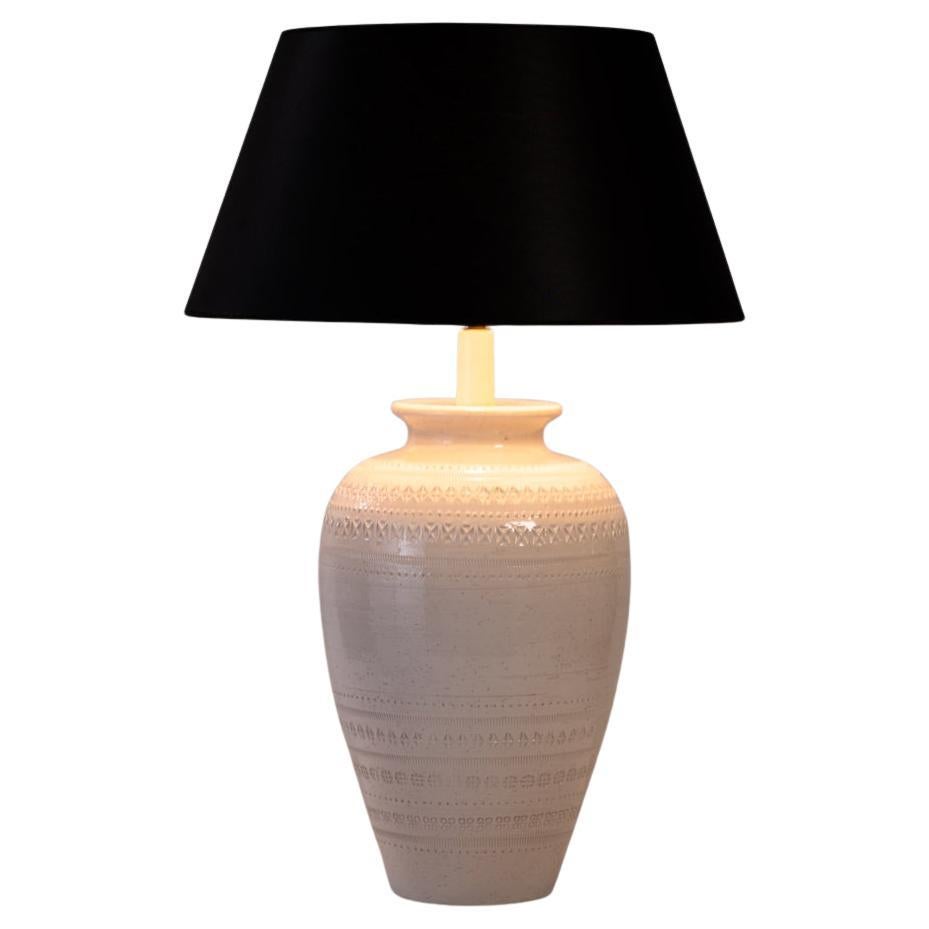 Lampada da tavolo grande in ceramica intagliata bianca di Bitossi Aldo Londi, Italia, anni '70 in vendita