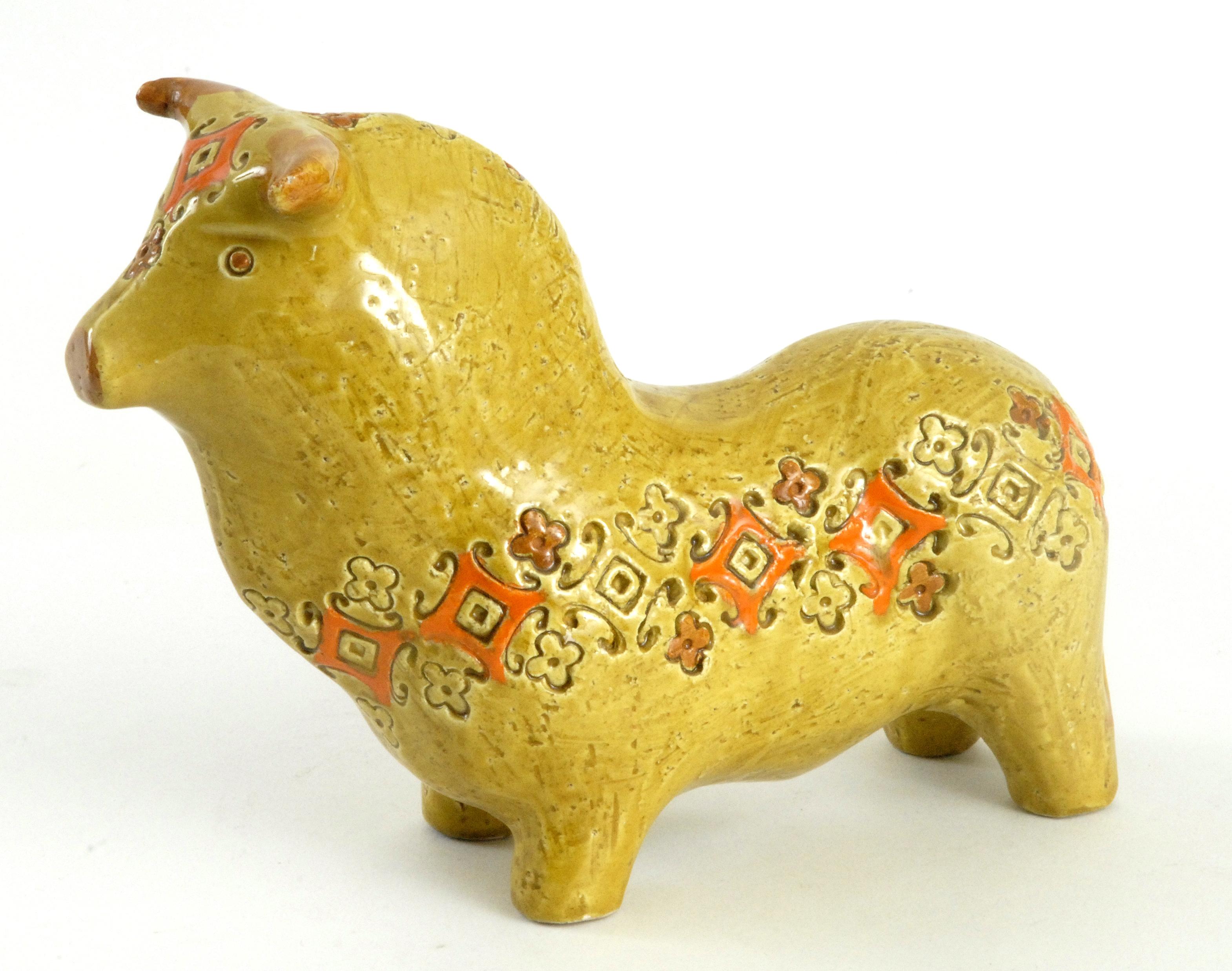 Italian Bitossi Yellow Spagnoli Bull Aldo Londi, Italy, circa 1968