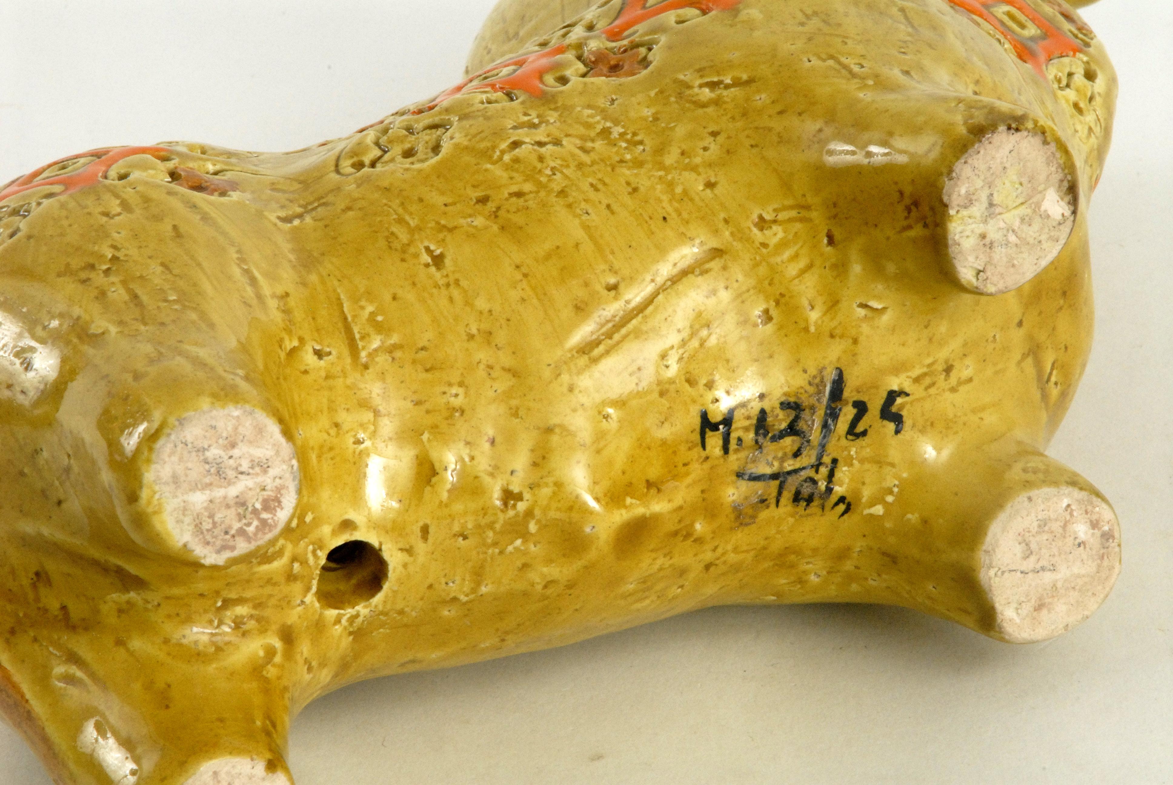 Bitossi Yellow Spagnoli Bull Aldo Londi, Italy, circa 1968 In Good Condition In Pymble, NSW