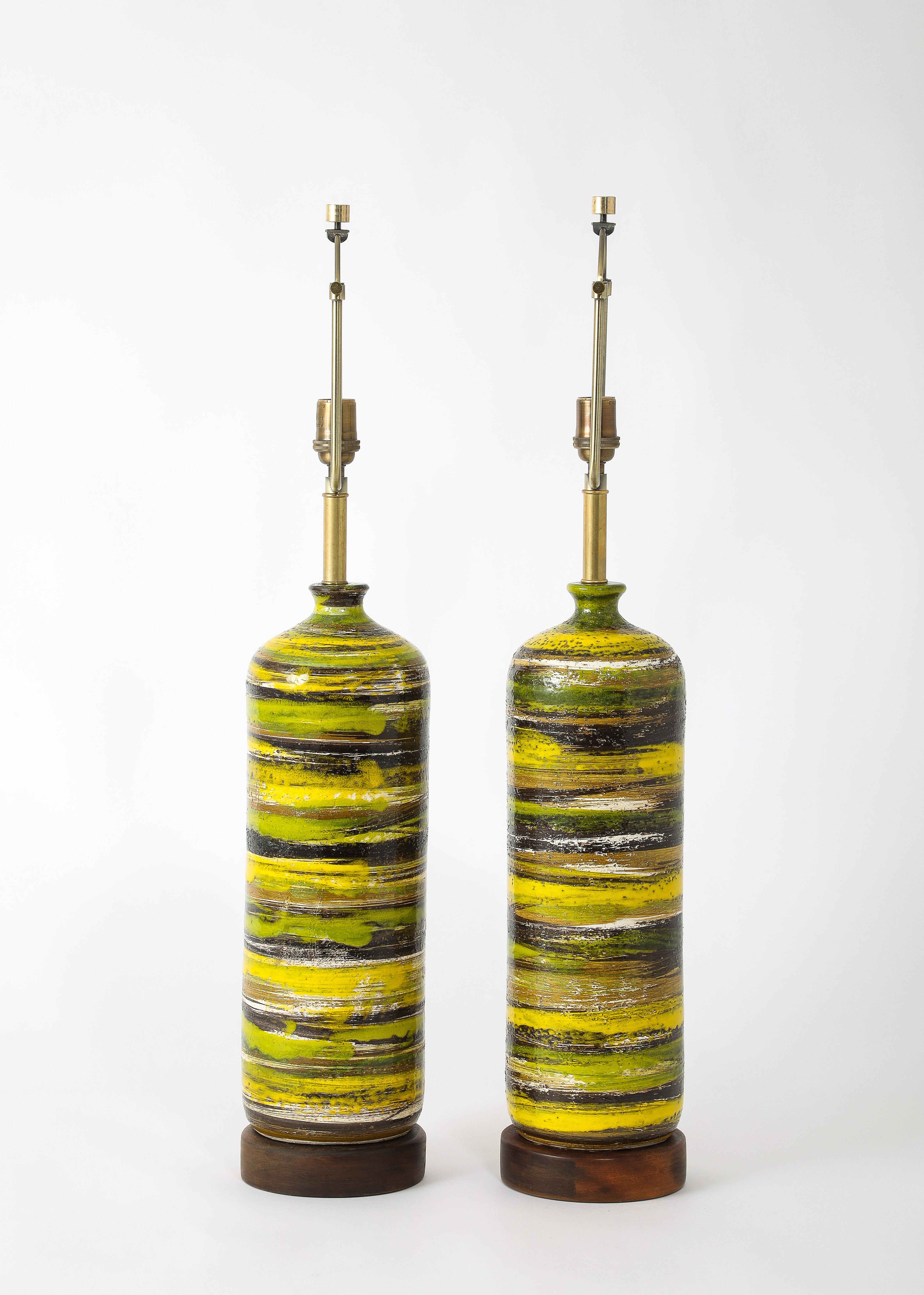 Bitossi Yellow Striped Lamps, Italy 1950's For Sale 3