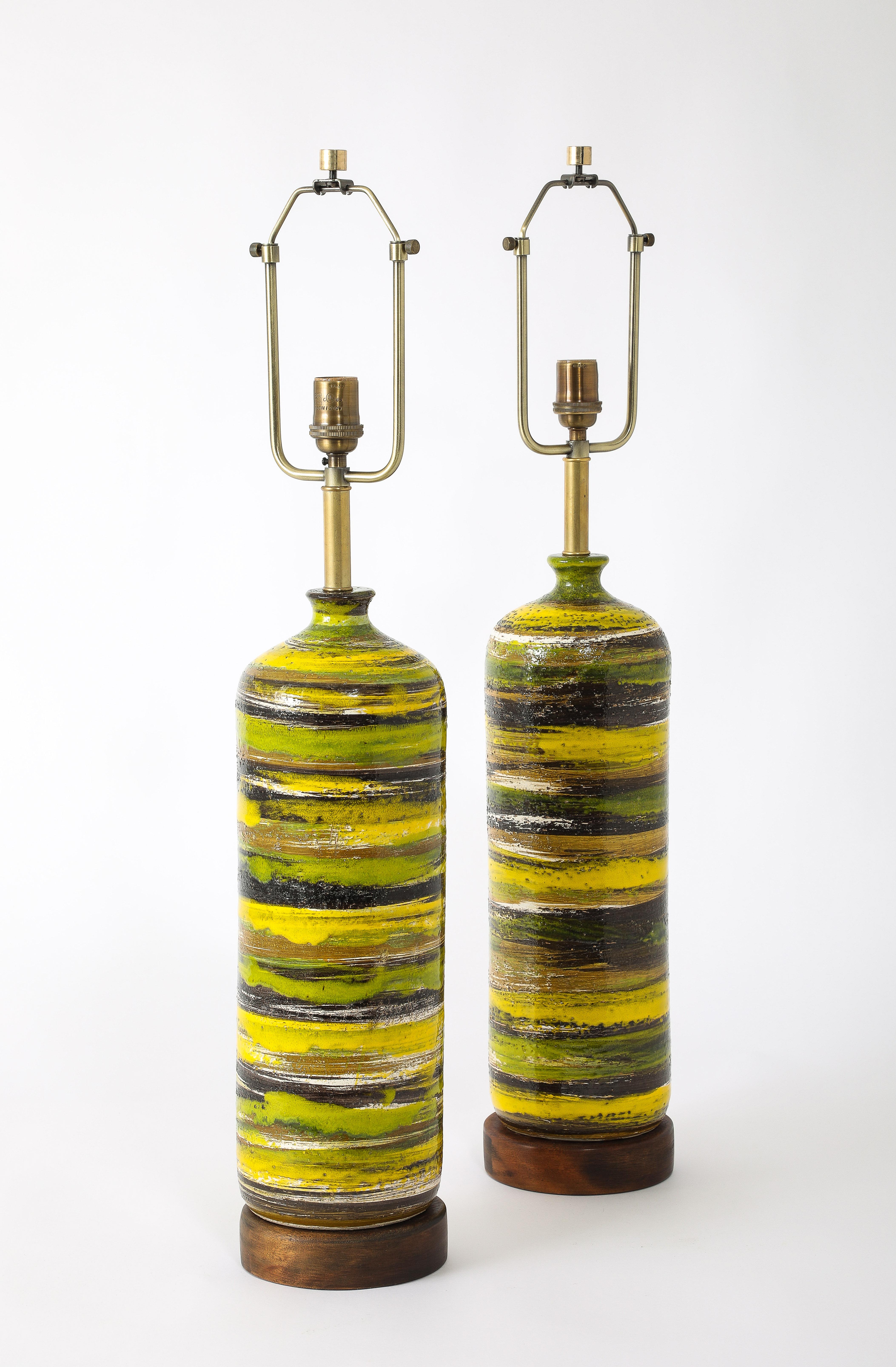 Bitossi Yellow Striped Lamps, Italy 1950's For Sale 6