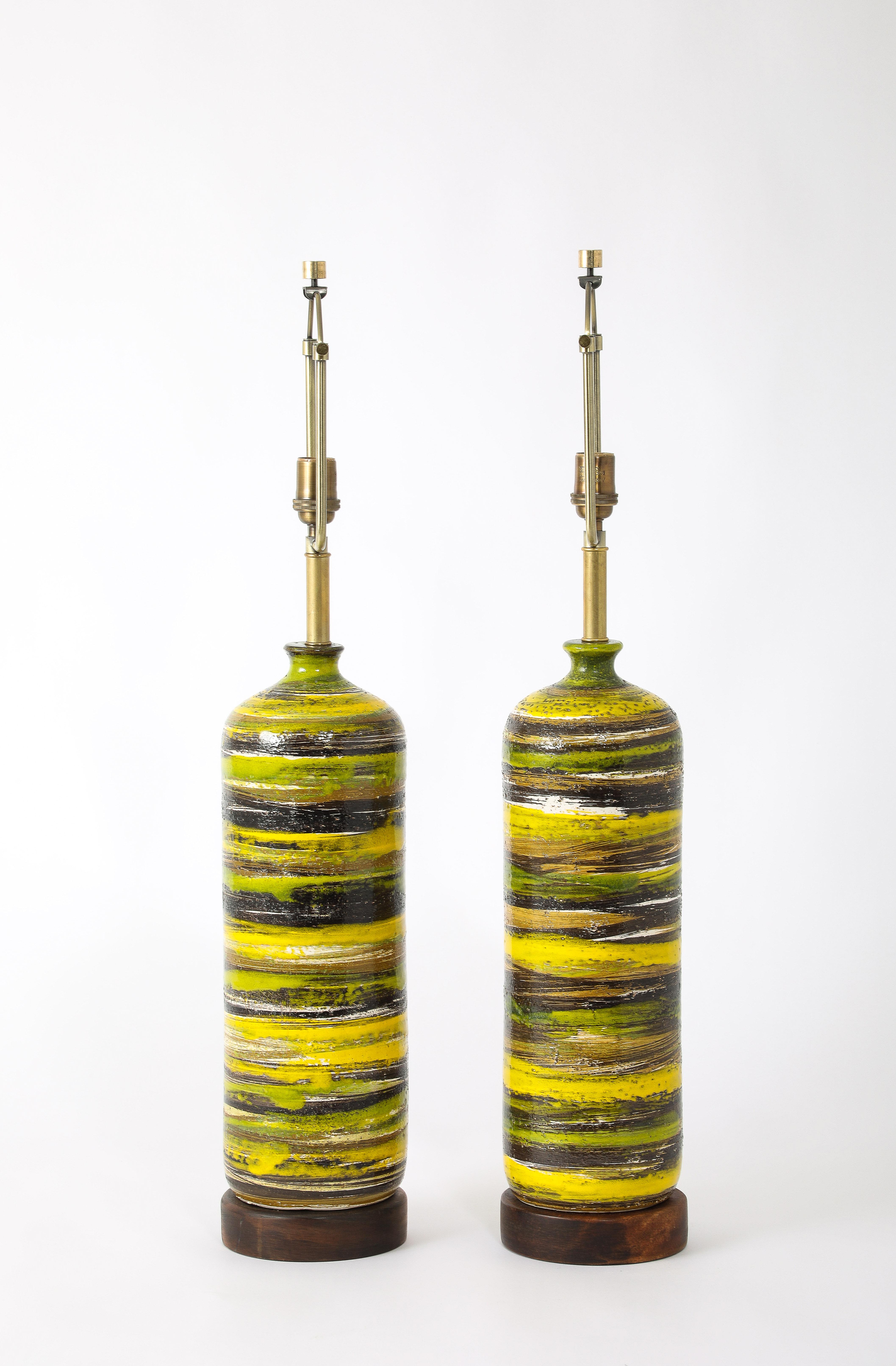 Bitossi Yellow Striped Lamps, Italy 1950's For Sale 1