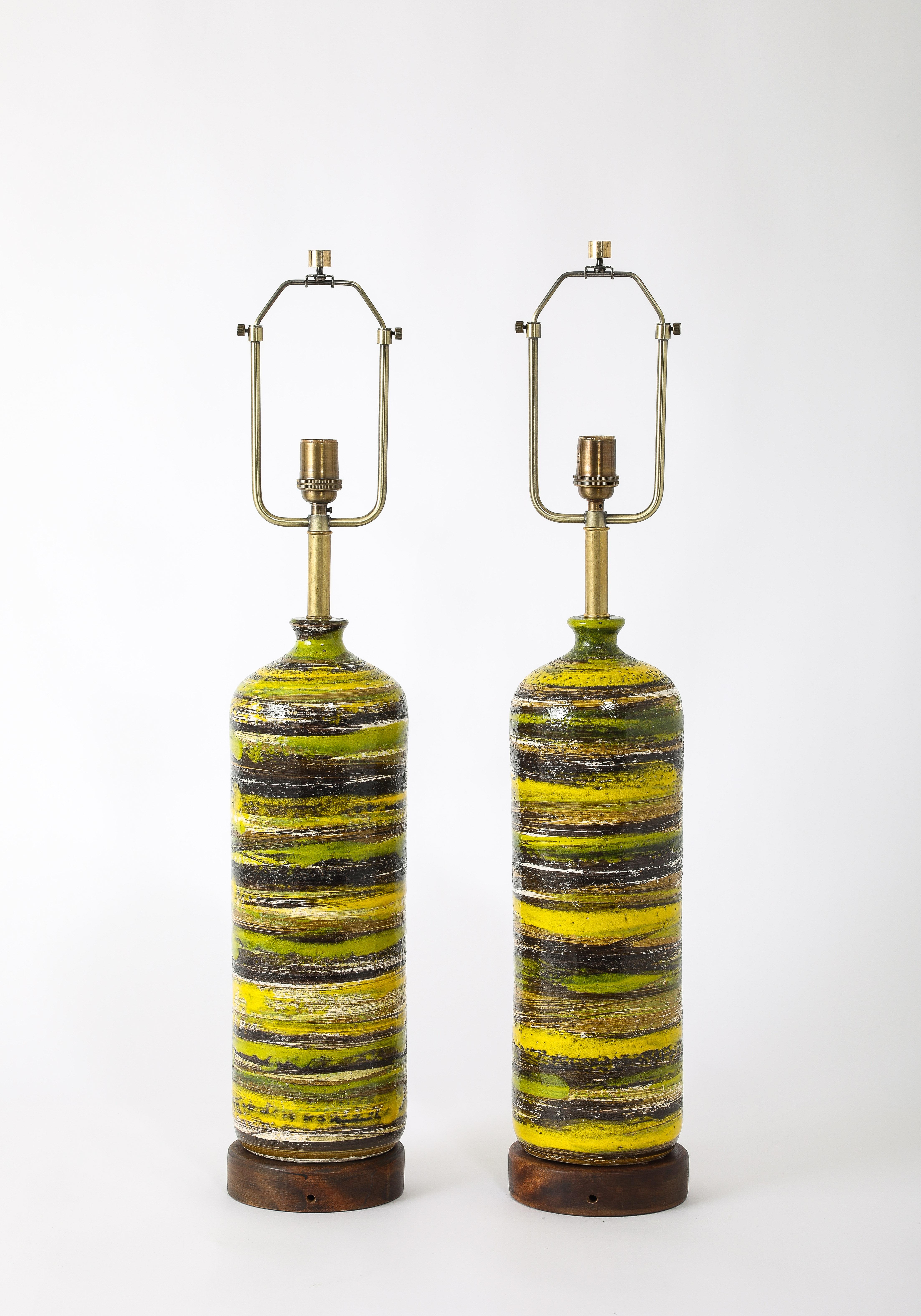 Bitossi Yellow Striped Lamps, Italy 1950's For Sale 2