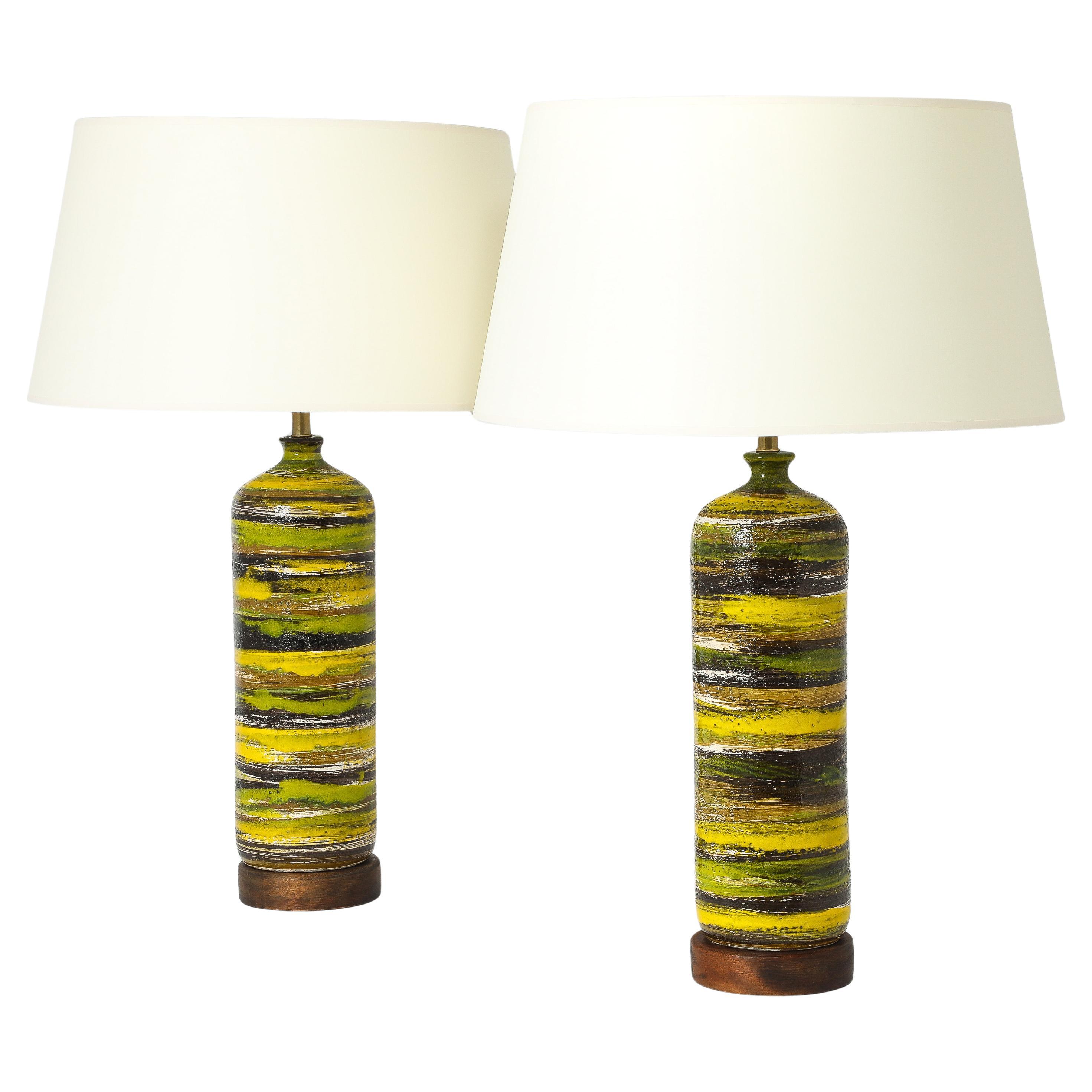 Bitossi Yellow Striped Lamps, Italy 1950's For Sale