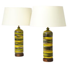 Bitossi Yellow Striped Lamps, Italy 1950's