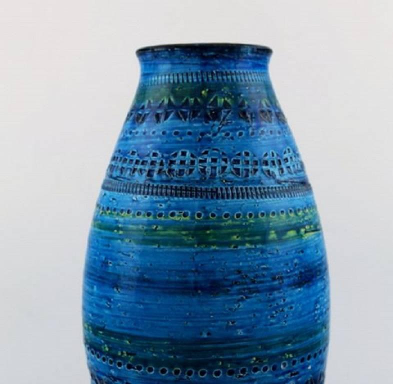 Bitossi, Rimini Blue, Three Large Ceramic Vases, Designed by Aldo Londi In Excellent Condition In Copenhagen, DK