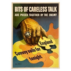 „BITS OF CARELESS TALK“ – Original-Vintage-Propagandaplakat aus dem Zweiten Weltkrieg (USA)