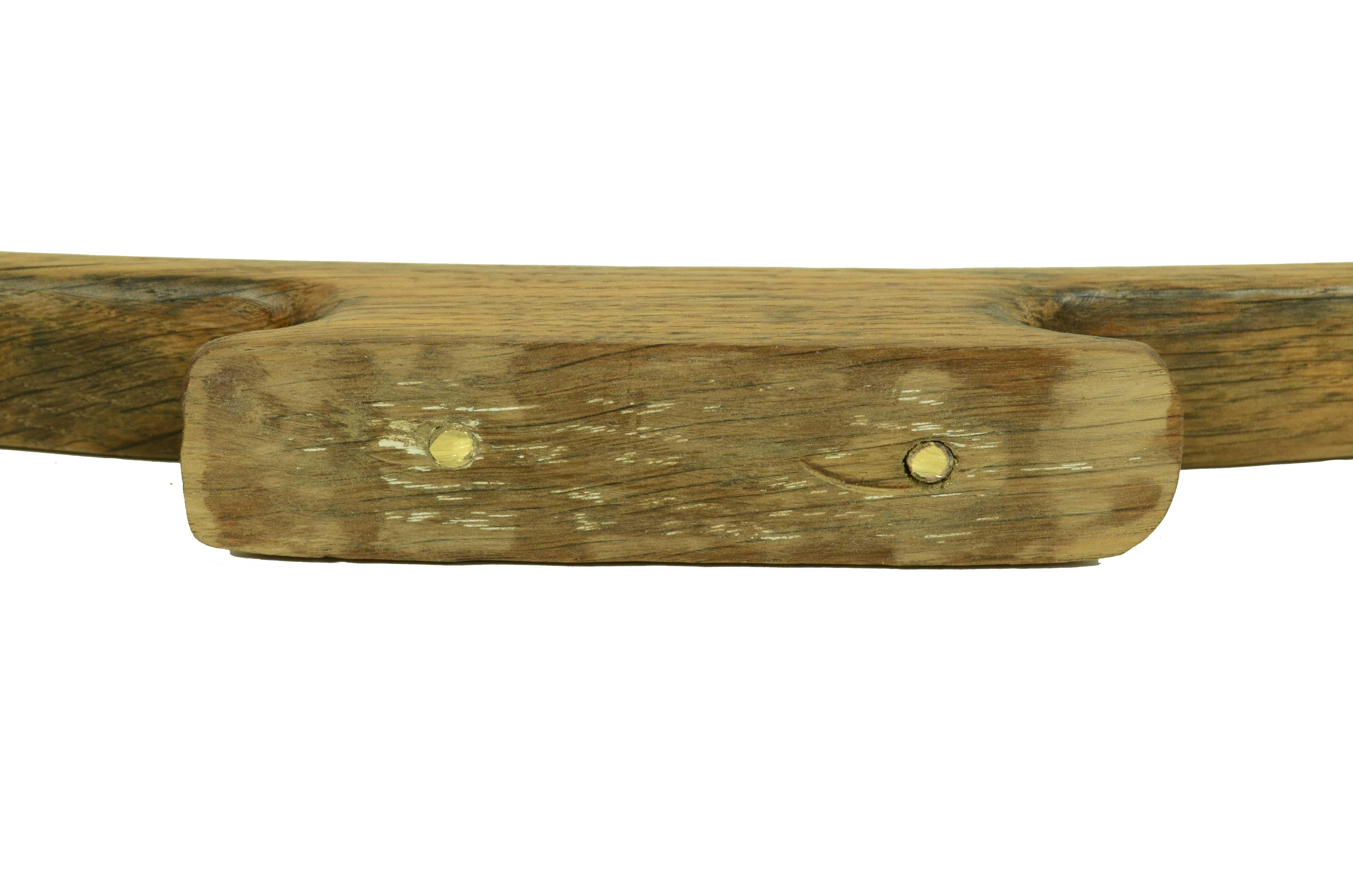 Early 20th century wooden bollard in the shape of pi used to stop a line In Good Condition For Sale In Milan, IT