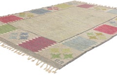 Bitte Ahlgren Vintage Swedish Scandinavian Röllakan Rug, 05'06 x 08'00