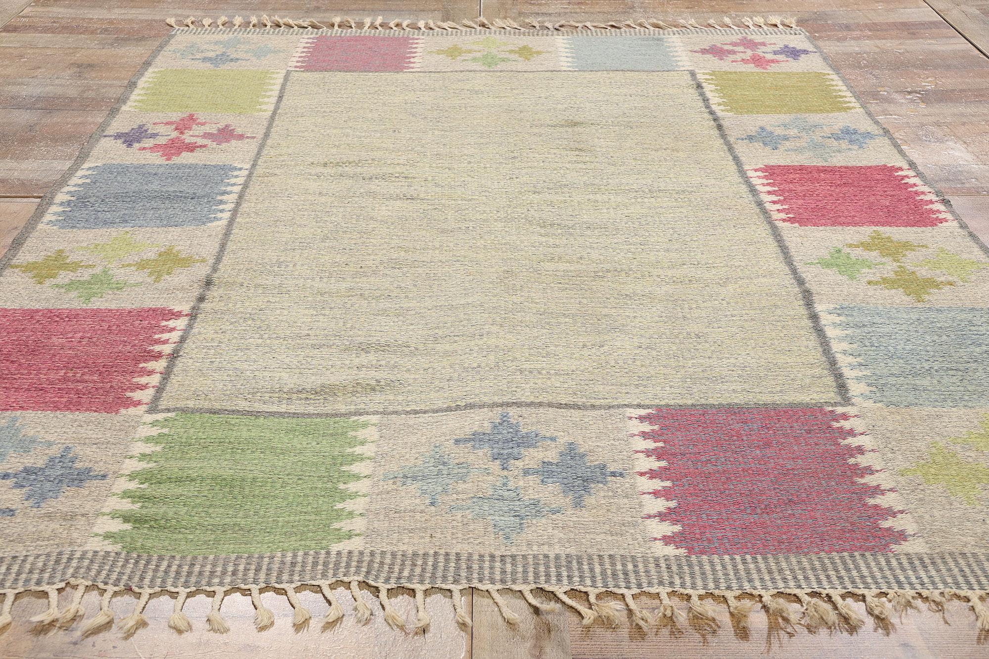Bitte Ahlgren Vintage Swedish Scandinavian Röllakan Rug, 05'06 x 08'00 For Sale 2