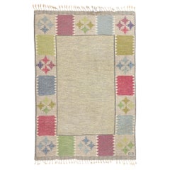 Bitte Ahlgren Vintage Swedish Scandinavian Röllakan Rug, 05'06 x 08'00