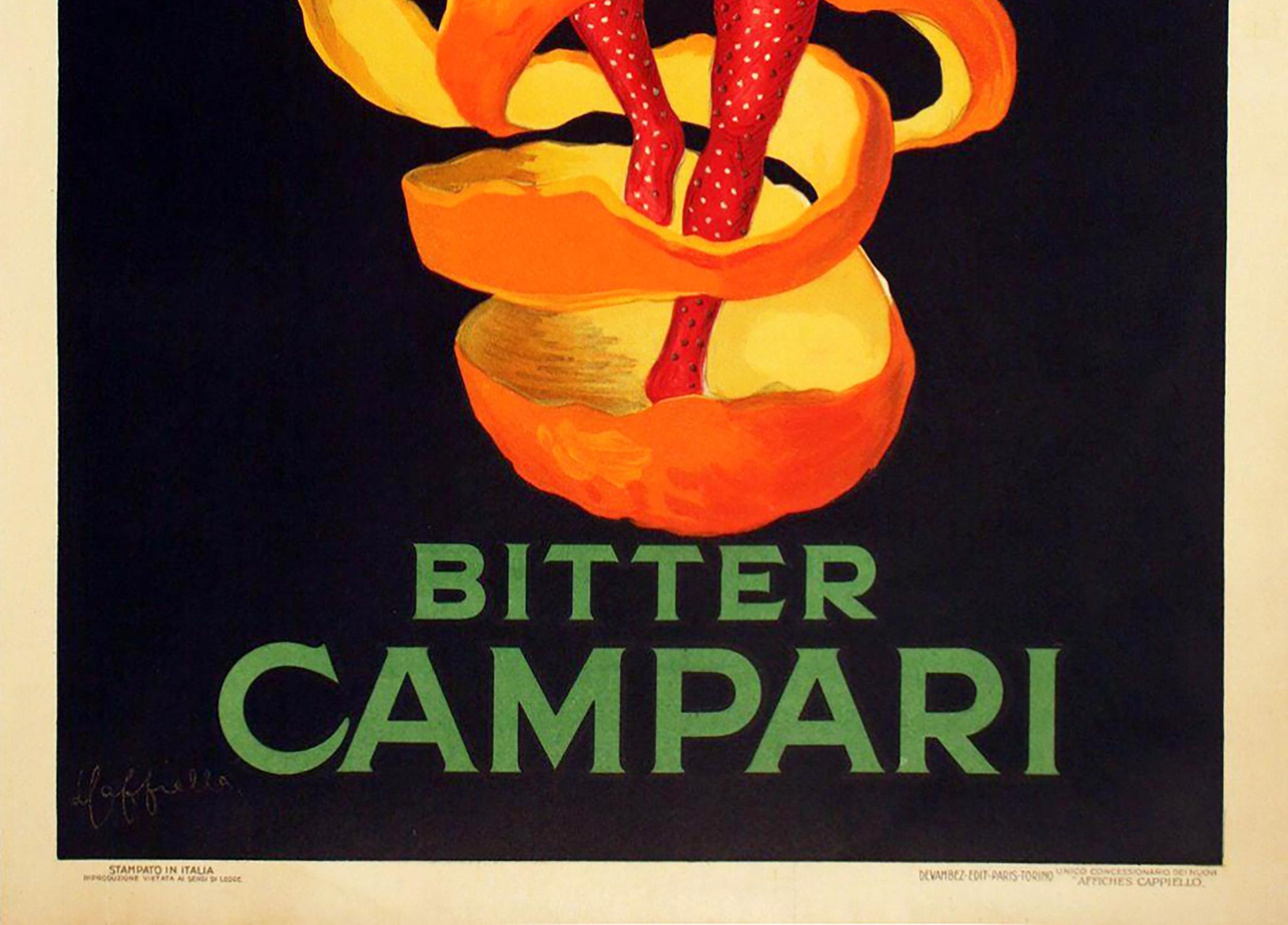 20ième siècle BITTER CAMPARI, affiche publicitaire italienne vintage en alcohol, Cappiello, 1921