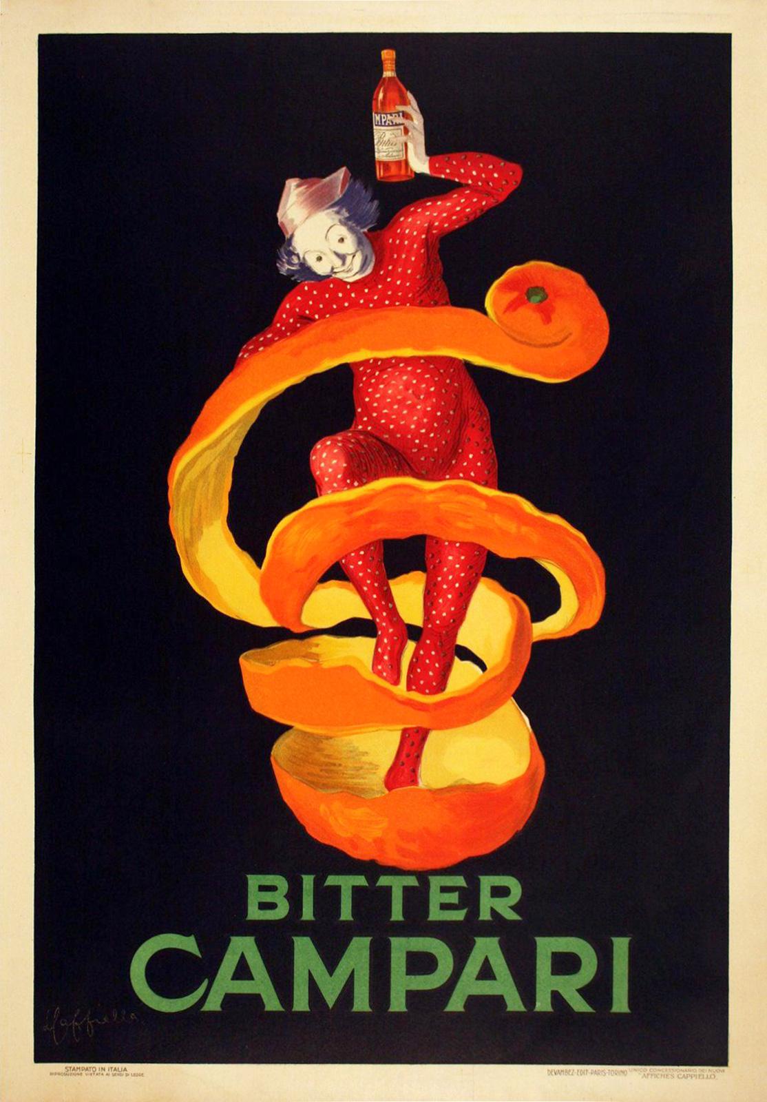 Lin BITTER CAMPARI, affiche publicitaire italienne vintage en alcohol, Cappiello, 1921
