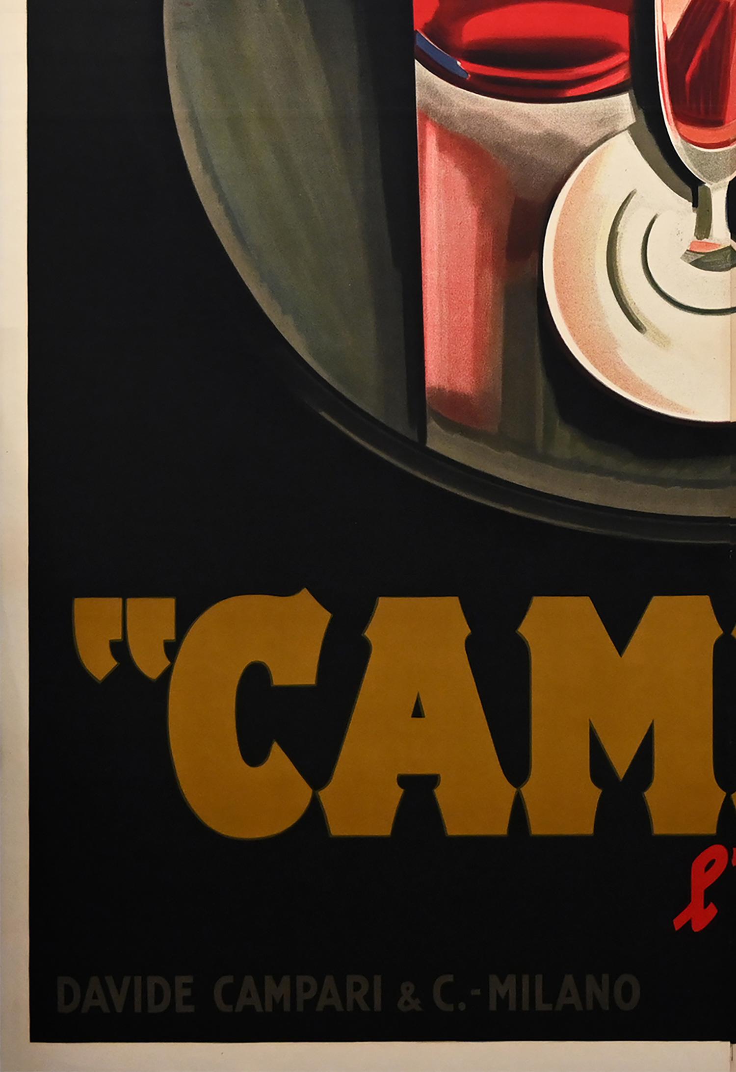 Lin BITTER CAMPARI, 1926, affiche publicitaire italienne vintage en alcohol, Nizzoli en vente