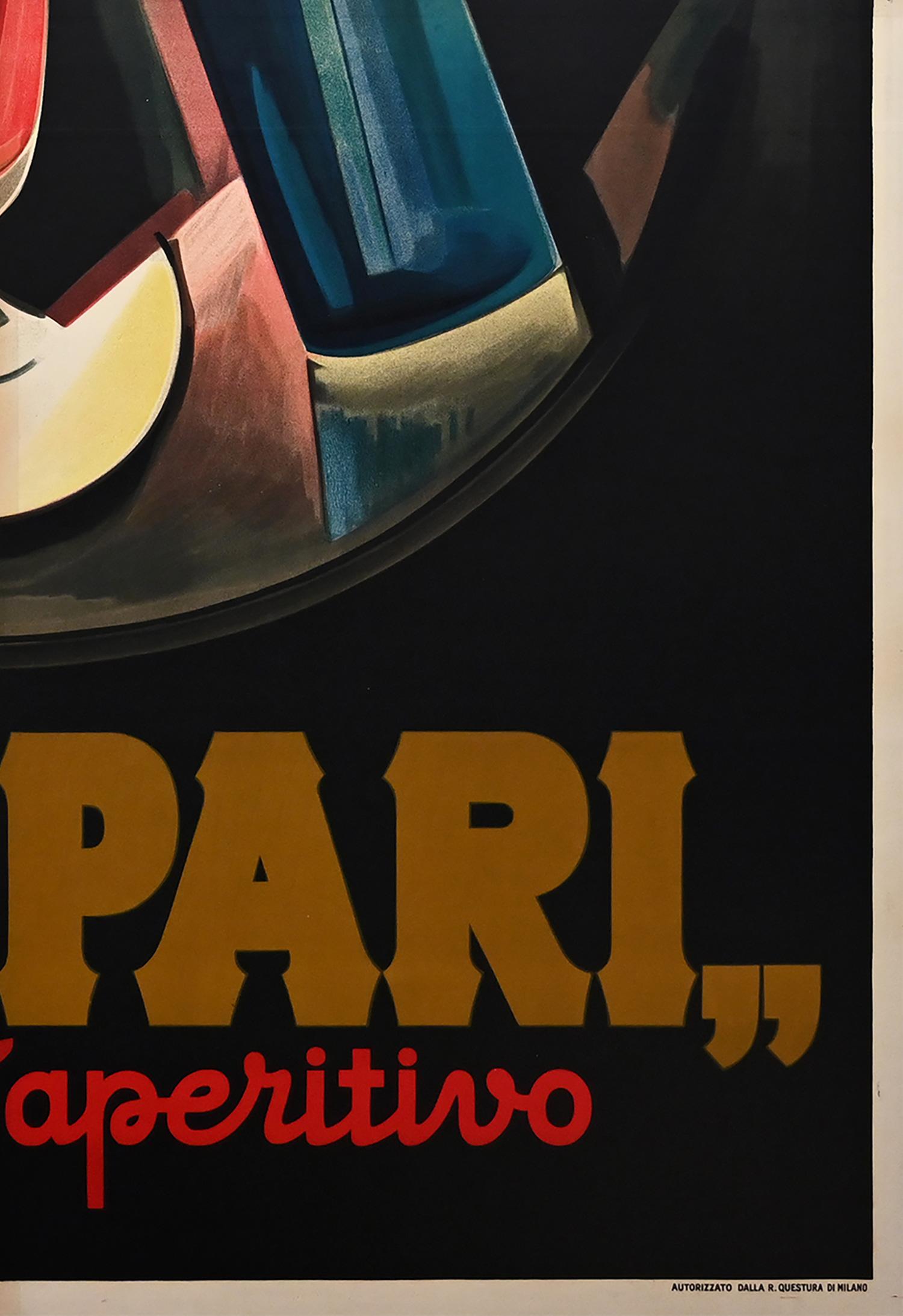 BITTER CAMPARI, 1926 Cartel publicitario italiano de época sobre el alcohol, Nizzoli siglo XX en venta