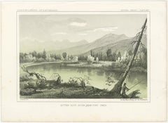 Bitter Root River Near Fort Owen in Montana - Tinted Lithograph of 1856