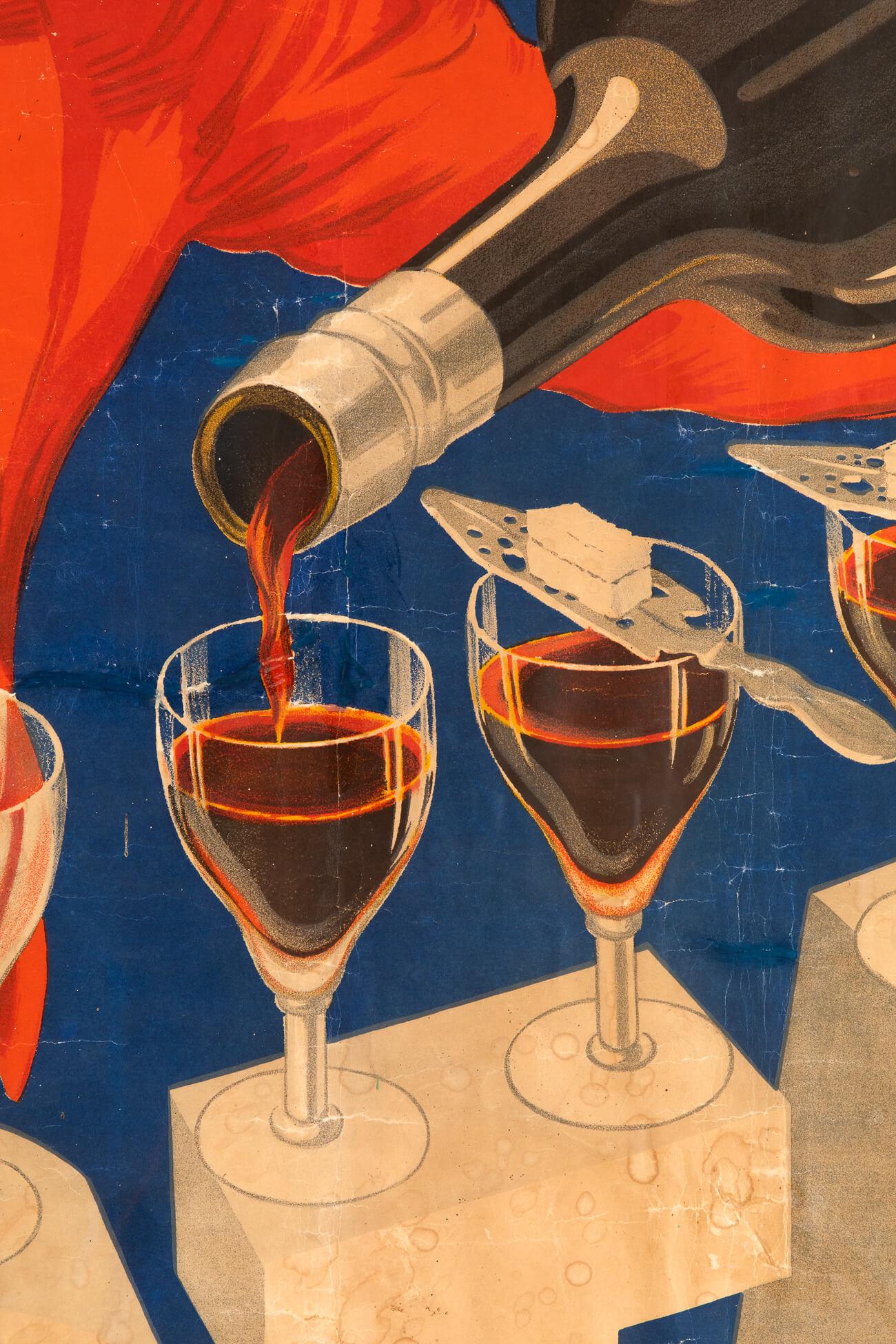 Affiche originale pour l'apéritif français Bitter Secrestat, réalisée par l'artiste français Robys.

Le Secrestat Bitter était un alcool amer populaire mélangé à du sucre et de l'eau, comme le montre le barman sur l'image.

Imprimée par L.Marboeuf,