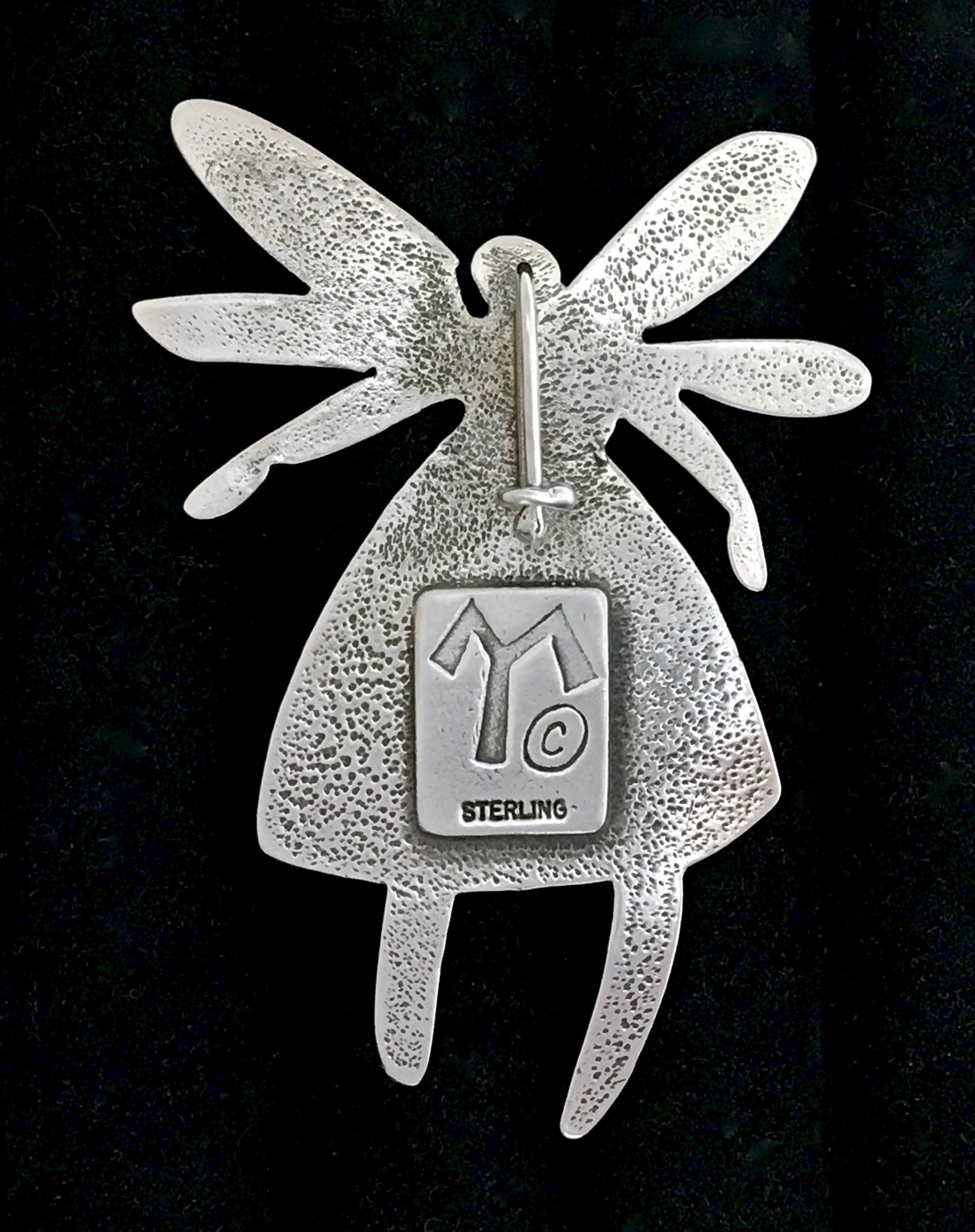 Contemporary Bitter Water Girl by Melanie Yazzie, cast silver pendant enhancer fairy Navajo For Sale