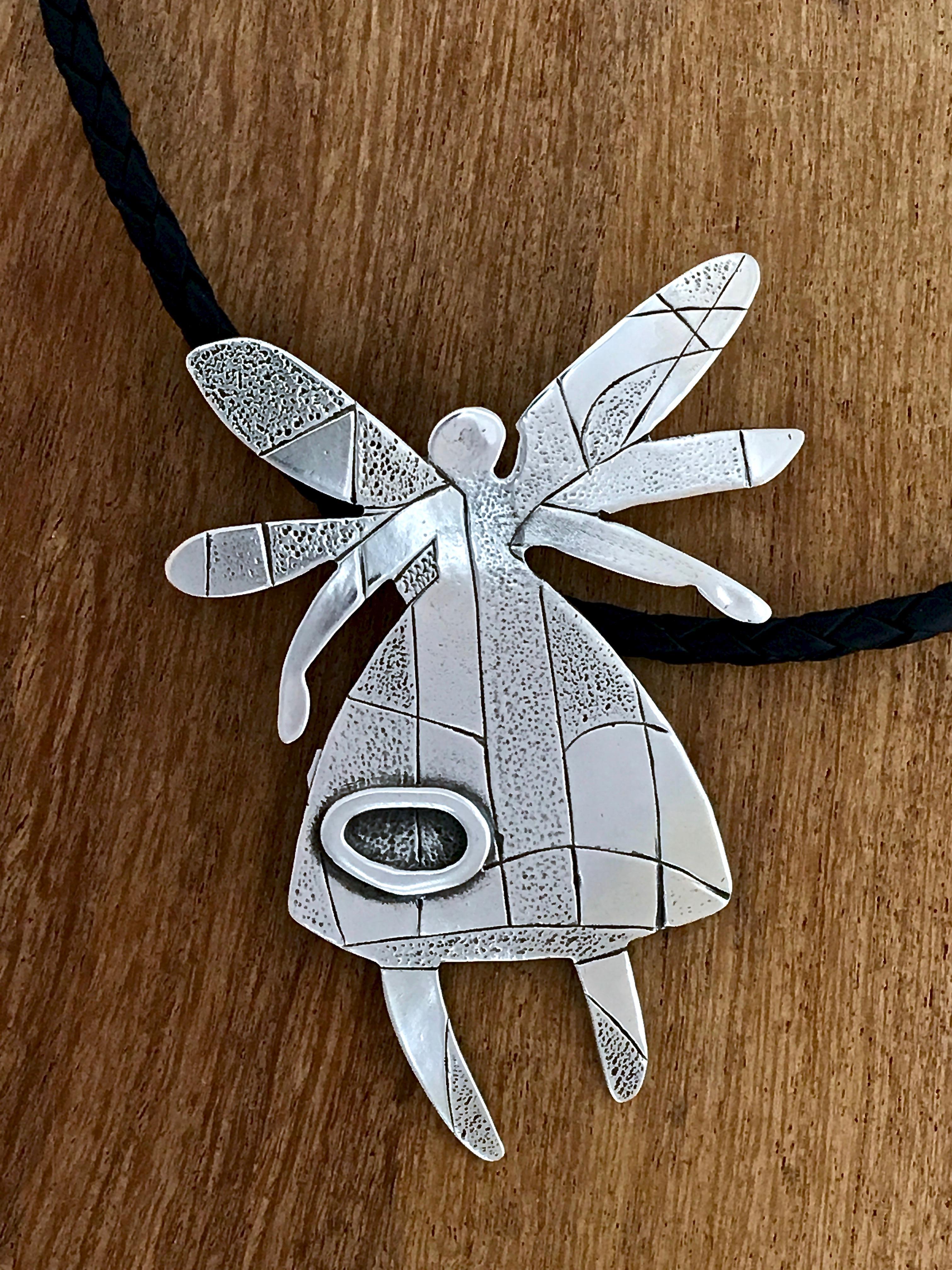 Bitter Water Girl by Melanie Yazzie, cast silver pendant enhancer fairy Navajo For Sale 1