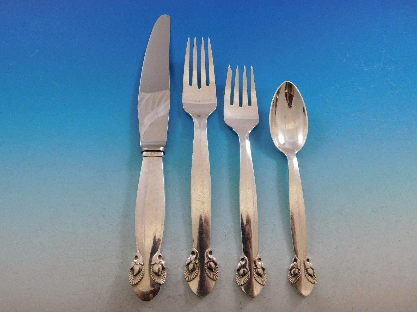 Bittersweet by Georg Jensen Sterling Silver Flatware Set 12 Dinner Service 78 Pc In Excellent Condition In Big Bend, WI