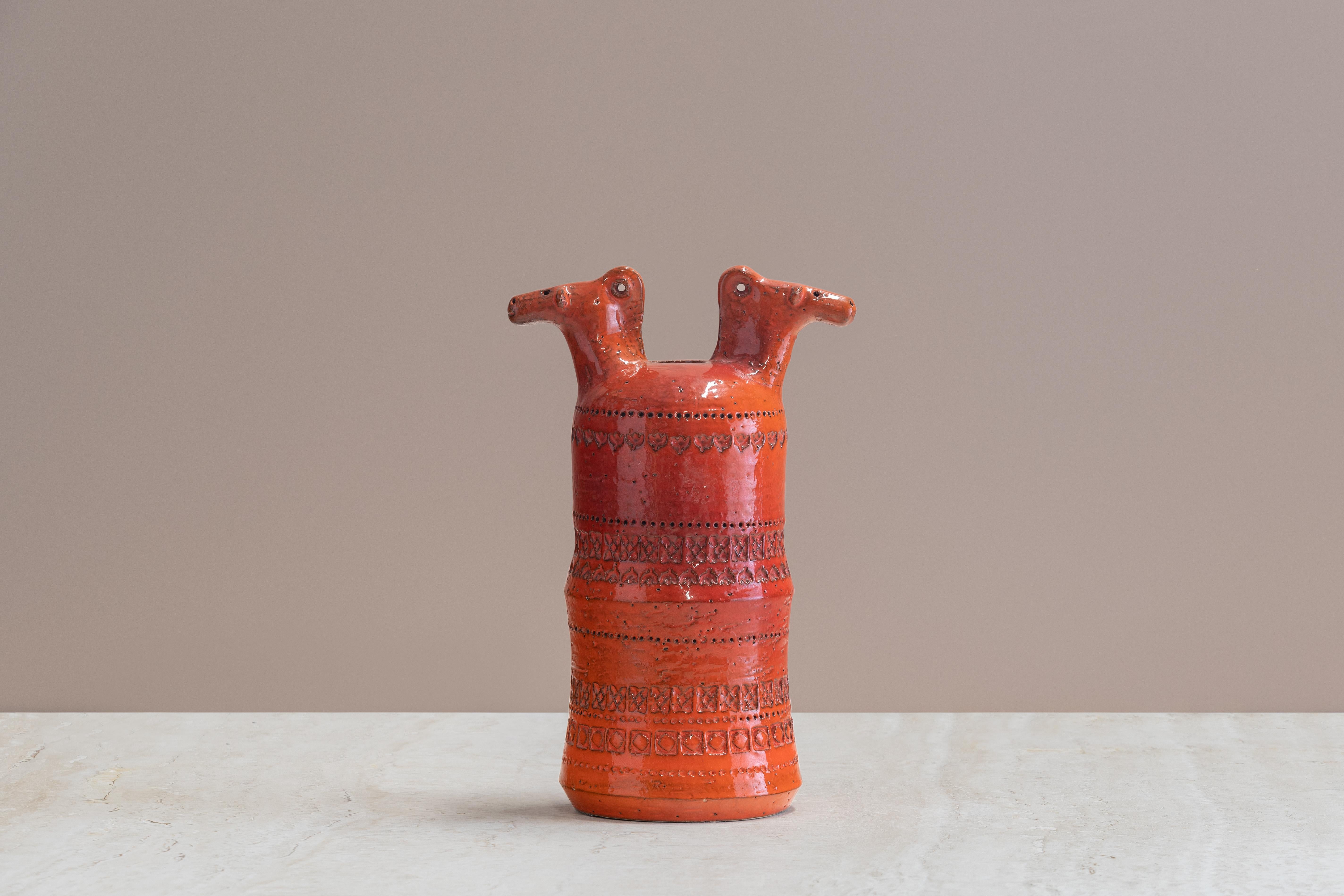 Contemporary Bittosi Limited edition of 199 Vase with horse figures by Aldo Londi For Sale