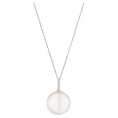 Yvel Biwa Freshwater Coin Pearl and Diamond Necklace in 18K White Gold