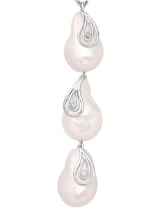 Yvel Biwa Freshwater Pearl Teardrop Necklace in 18K White Gold