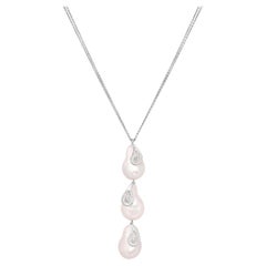 Yvel Biwa Freshwater Pearl Teardrop Necklace in 18K White Gold
